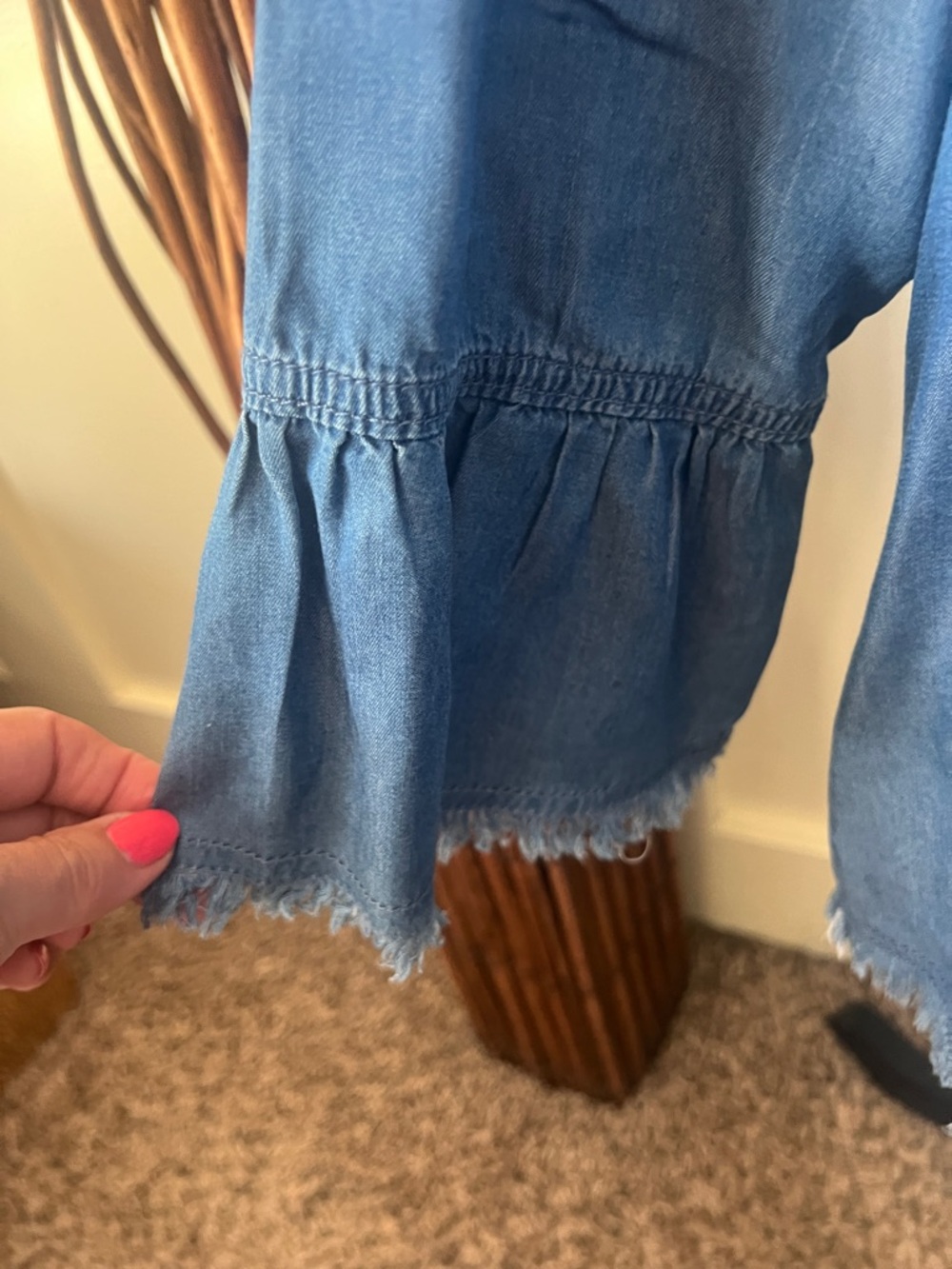 Embroidered Blue V-Neck Tunic Top - Picture 3 of 7